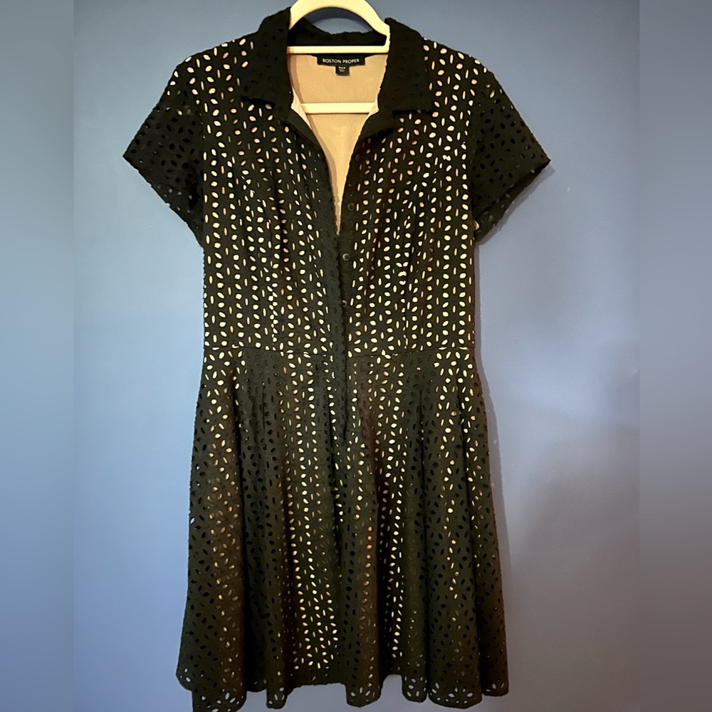 Boston proper black eyelet dress